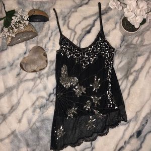 Black sequin tank top